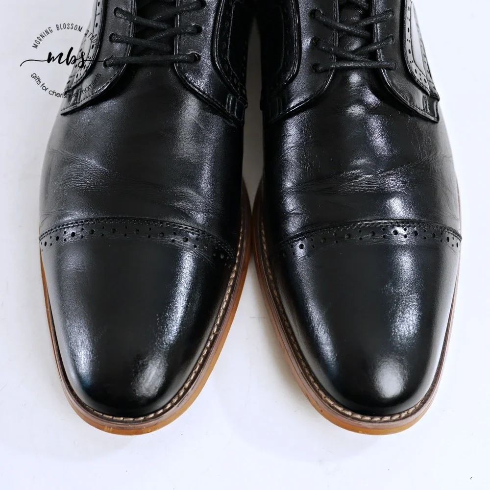 Stacy Adams Atticus Cap Toe Leather Oxfords Black Men 10‎